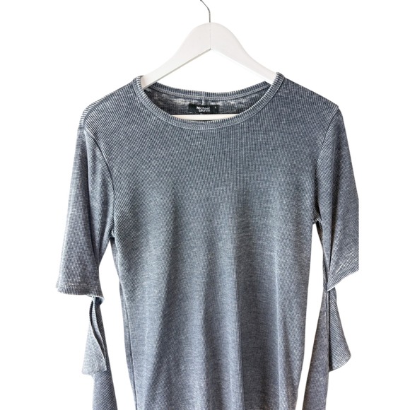 MICHAEL LAUREN 
Solomon Long Sleeve Tee Elbow Slits Charcoal Gray Thermal L - Picture 4 of 8